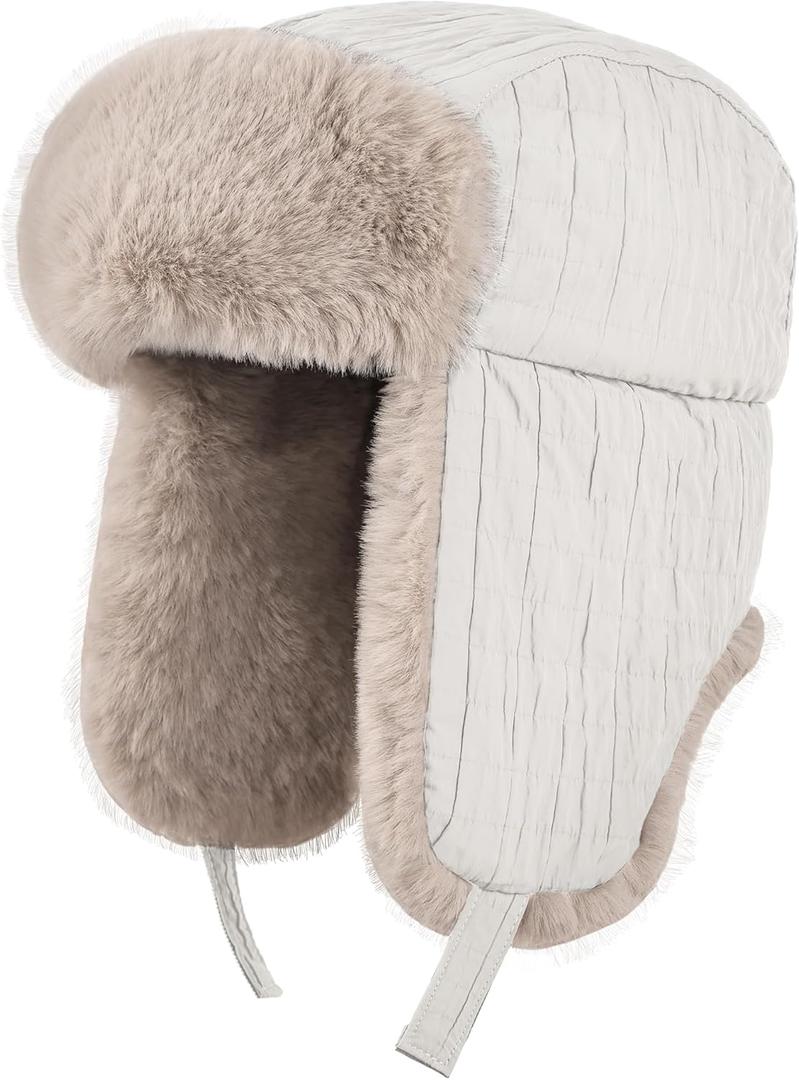 Winter Hat for Men Women Trapper Hat with Ear Flaps, Windproof Russian Trooper Hat for Cold Weather Hunting Skiing