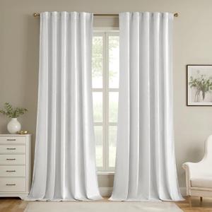 MIULEE White Velvet Curtains 84 inches - Luxury Curtains for Bedroom Living Room Thermal Insulated Super Soft Room Darkening Modern Window Drapes Back Tab Rod Pocket, W52 x L84 inches, 2 Panels