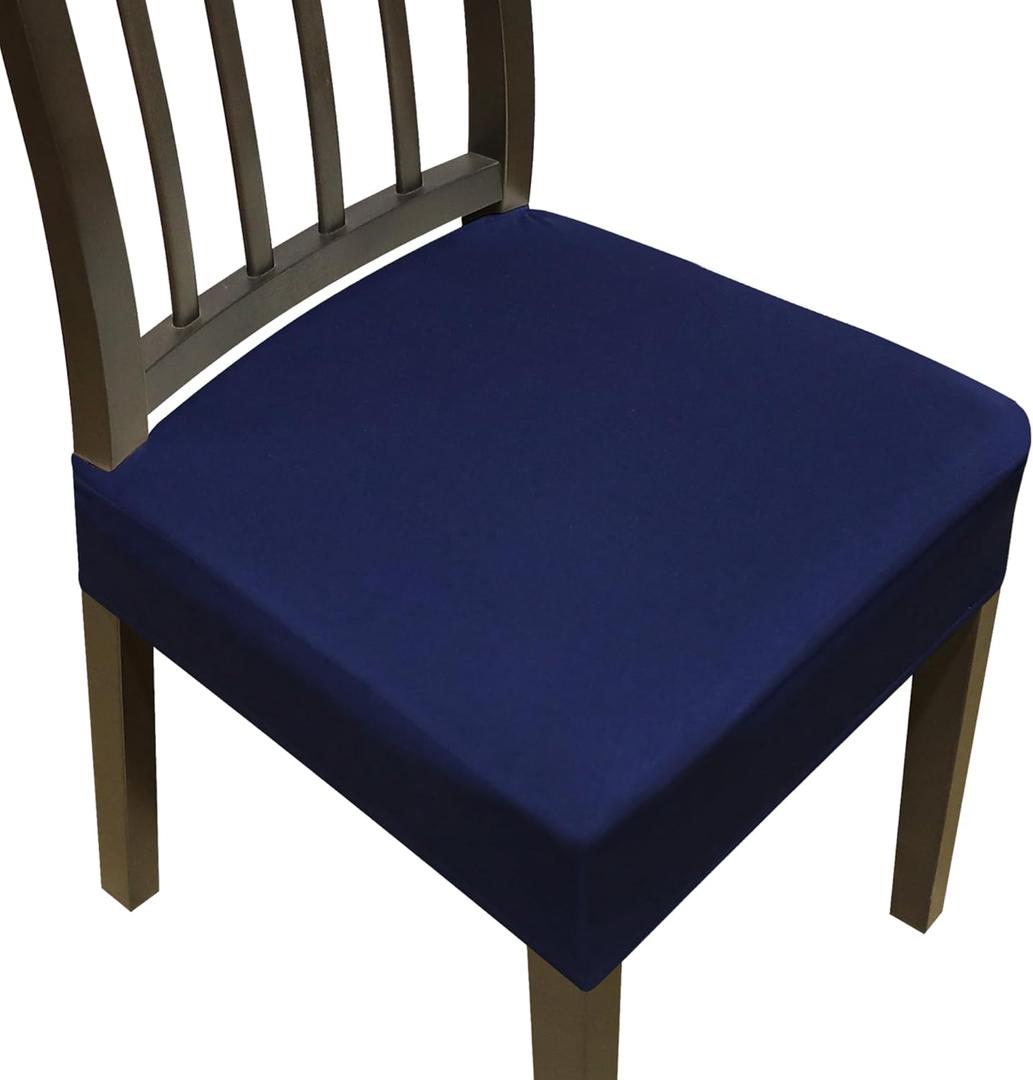 Stretch Seat Covers for Dining Room Chairs Set of 6,Dining Chair Covers, Kitchen Chair Covers,Removable Washble Dining Room Chair Seat Cover,Chair Slipcovers Protector (Navy Blue)
