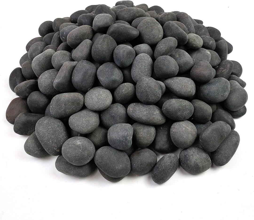 5 lbs Black Pebbles for Indoor Plants, 1-2 Inch Stones Natural Decorative Black River Rocks for Planters Aquarium Outdoor Garden Landscaping Walkways Paving and Yards