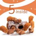 Hollypet Hide and Seek Squeaky Dog Toy, Designed Interactive Puzzle Plush Stuffed Puppy Toy, Squirrel