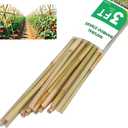3ft Natural Bamboo Plant Stakes for Tomatoes, Beans, Flowers, Potted, Climbing Plants 25pcs