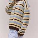 GORGLITTER Women's Button Up Striped Sweater Cardigan Lightweight Long Sleeve Crewneck Fall Trendy 2025 Knitwear Tops (M)