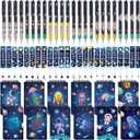 Panelee 72 Pcs Galaxy Space Birthday Party Favors Include Space Bookmarks with Charms Mini Galaxy Notepads for Kids and Planet Gel Ink Pen Solar System Birthday Party Supplies