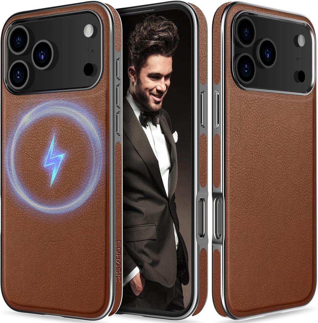 LOHASIC for iPhone 17 Pro Max Case, Classic Business Compatible with MagSafe Luxury Leather Strong Magnetic with Soft Microfiber Lining Cover 6.9 inch 2025, Brown