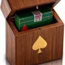 Birthday Gift Ideas Handcrafted Classic Wooden Playing Card Holder Deck Box Storage Case Organizer With Premium Quality 'Ace' Playing Cards Anniversary Housewarming Gift Ideas For Men & Women (Spade)