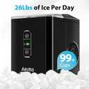 Aeitto Ice Makers Countertop, 9 Ice Cubes Release in 6 Mins, 26Lbs/24H, 2 Sizes of Bullet Ice Machine,Self-Cleaning Portable Ice Maker with Ice Scoop and Basket for Home Kitchen Office Bar RV, Black