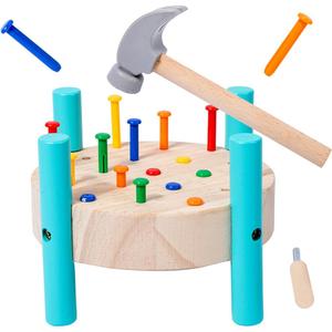 Wooden Baby Workbench Pounding Hammer Toy for Toddlers,STEM Educational Preschool Learning Toys for Kids.
