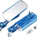 Pair Blue Rectangular Motorcycle Side Rearview Blind Spot Mirror