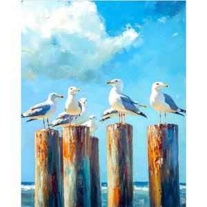 xcemhil Paint by Numbers Kit for Adults, Paint by Numbers Birds, Seagull Paint by Number Kits on Canvas for Home Decor Gift Art Work 16x20in