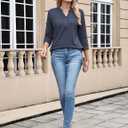 CiCiBird Womens 3/4 Sleeve Blouses Casual Button V Neck Shirt 2025 Trendy Tops (XL)