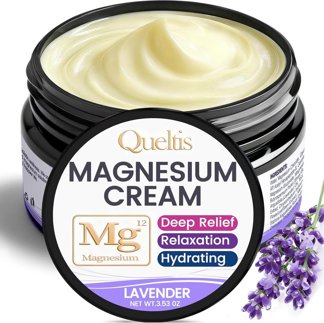 Magnesium Cream, Magnesium Lotion for Sleep, Pain & Leg Cramps, Topical Magnesium Chloride Cream for Muscle Relaxation, Calm, Moisturizing - Skin-Friendly & Safe for Kids & Adults (Lavender) (3.53 Ounce (Pack of 1))
