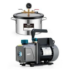 Orion Motor Tech 5 Gal Vacuum Chamber with Pump Kit, 3.5 cfm Vacuum Pump and Chamber Kit with Tempered Glass Lid 5 ft Hose, Vacuum Degassing Chamber Kit for Stabilizing Wood Degassing Silicone Resin