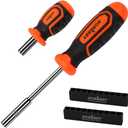 HORUSDY 2-Piece 1/4" Bit Driver Magnetic Screwdriver Bit Holder, 190mm and 90mm Long, Screwdriver Handle for Magnet Tip