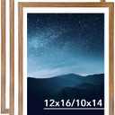 JCJMY 12x16 Picture Frame Set of 3 with 10x14 Mat for 30 x 40cm Diamond Art Painting, Display Photo 10x14 with Mat or 12 x 16 Without Mat, Wall Hanging Large Frame, 3 Pack, Rustic Brown