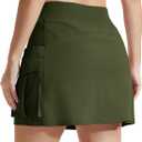 MAGCOMSEN Women's Hiking Cargo Skort High Waisted Tennis Golf Skirt 4 Pockets Summer Casual Athletic Skirt with Liner (L)