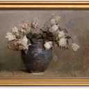 HUARCEY Gold Framed Canvas Wall Art Prints, Bathroom Vintage Decor Aesthetic, Classical Roses Floral Paintings Farmhouse Wall Decor, Retro Decoration for Bedroom Living Room, 12x16Inch