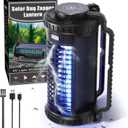 Portable Solar Powered Bug Zapper, 3 Mode (Sensor Auto/UV Light/LED) Mosquito Zapper with 4000mAh Battery, Portable Waterproof Rechargeable Fly Trap for Indoor Outdoor, Home, Patio (Black)