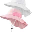 Toddler Baby Sun Hat Sun Protection Beach Hats for Kids Adjustable Beach Hats with Neck Flap for Girls Boys Age 0-7 Years