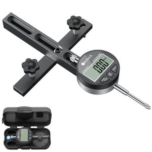 Neoteck 0-1'' Digital Dial Indicator Table Saw Gauge Suitable for Table Saws with a Groove Width of 3/4" (19mm) or More for Aligning and Calibrating Work,Shop Machinery,Band Saw and Drill Press-Black