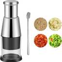 Manual Pressed Chopper, Compact Mini Dicer Food Chopper Onion Chopper Manual Hand Garlic Chopper Stainless Steel Hand Food Chopper Garlic Press for Mincing Garlic Onion Peppers (press)