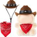 2 Pcs 17cm Doll Cowboy Costume Accessories Mini Western Cowboy Hat with Bandana Scarf Outfit Set Accessories for Birthday Christmas Anniversary Collectors' Gift, Doll Not Included