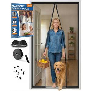 Premium Magnetic Screen Door, Heavy-Duty Reinforced Mesh, Ultra-Dense Weave, Smooth Auto-Close, Pets & Kids Hands-Free, No-Gap Seal