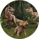 AOFOTO 7.2x7.2ft Polyester Dinosaur Circle Backdrop Cover Forest Jungle Park 3D Dinosaur Round Photography Background Boy Kids Baby Shower Birthday Theme Adventure Party Decorations Photoshoot Props