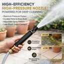 2026 Upgraded High Pressure Garden Hose Nozzle, Heavy Duty Aluminum Alloy Power Washer Jet with 4 Adjustable Spray Modes (Mist/Shower/Medium/Jet), Car Wash & Cleaning Tool for Patio, Driveway, Garden