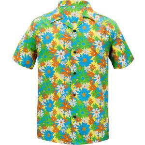Zando 90s 80s Outfit for Men - Funny Retro Short Sleeve Button Down Hawaiian Shirt for Disco & Themed Party & Beach (L)