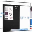 ARCOBIS Dry Erase Linen Board, 12"X16" Small Cork Board White Board Combination, Double-Sided Magnetic Bulletin Board for Wall, Vision Board for Home, Office, School, Black