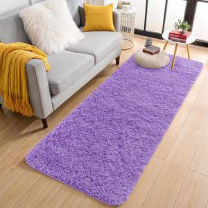 OLANLY 2x5 Machine Washable Runner Rugs for Hallway, Soft Fluffy Shaggy Bedside Rugs for Bedroom, Living Room, Indoor Floor Carpet for Kids Girls and Boys, Nursery Rooms, Home Decor Aesthetic, Purple