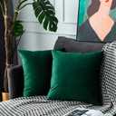 UPOPO Beige Velvet Throw Pillow Covers Square Soft Solid Decorative Pillowcase Set Cushion Case for Sofa Bedroom Office Chair 2 Pcs 16 x 16 inch
