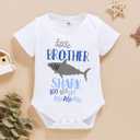 Sibling Shark Shirts for Baby Toddler Boys and Girls T-Shirt Matching Big Sister Little Brother T (White, 0-3M)