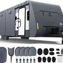 RV Cover 28-31ft: Extra Thick 7 Layers Travel Trailer Cover with 4 Tire Covers, Waterproof Camper Cover, Extra Windproof Ropes, Gutter Cover, Rip-Stop Anti-UV