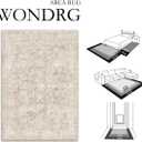 7x9 Beige Washable Area Rug for Living Room Bedroom Neutral Soft Non Slip Rug Low Pile Vintage Distressed Carpet for Dining Room Nursery Office Indoor