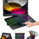 Baisla iPad 10th Generation Case with Keyboard 10.9" & iPad 11th (A16) & iPad Air 11 (M3/M2), Multi Trackpad, 360 Swivel & Rainbow Backlit for iPad Air 5th/4th,iPad Pro 11 4th/3rd/2nd/1st - Black