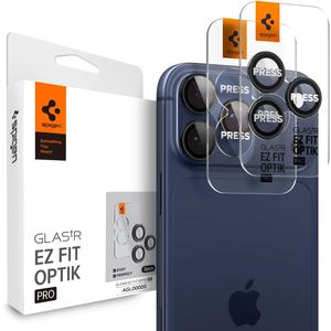 Spigen Camera Lens Screen Protector [GlasTR EZ Fit Optik Pro] Designed for iPhone 17 Pro Max | iPhone 17 Pro | iPhone 16 Pro Max | 16 Pro | iPhone 15 Pro Max | 15 Pro - Black [2 Pack]