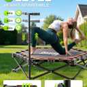 42" Foldable Mini Trampoline- 450lb Capacity Fitness Rebounder w/3-Level Adjustable T-Bar, Adults Workout Trampoline, Non-Slip Pad | Foldable Design for Home/Gym
