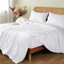 Shilucheng 100% French Linen Sheets - Queen Size Bed Sheets, Breathable & Cooling Pure Linen Sheets,Soft Durable and Tear Resistant -16 Inch Deep Pocket - 4Pcs (White, Queen)
