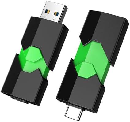 K&ZZ 128GB USB C Flash Drive 1 Pack Dual USB-C Thumb Drive 3.0 Push-Pull USB A + Type C Memory Stick Photo Stick for Smartphone Tablet Laptop iPhone 17