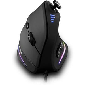 zelotes Wired Gaming Mouse with Joystick,10000DPI,11 Programmable Buttons, RGB, USB Optical Corded Vertical Ergonomic Mouse, Mice for Laptop, PC, Mac, Black
