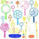 27 Pcs Big Bubble Wands Toys Set, Giant Bubble Wands with Tray for Kids Summer Outdoor Toys Bubbles Party Favors Bubbles Maker Bulk for Kids Toddlers Boys Girls Age 3 4 5 6 7 8+