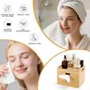 Bamboo Face Towel Holder with 120 XL Towels - Open-Top Skincare Organizer for Facial Cleansing Wipes & Beauty Essentials - Bathroom Countertop Vanity Organizer