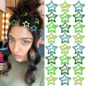 NAISKA 22Pcs St. Patrick’s Day Green Star Sequins Hair Barrettes for Women Y2k Snap Non Slip Hair Clips Star Clips for Hair Cute Small Metal Snap Hair Barrettes for Girls Thick Thin Hair Christmas
