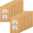 Pinkunn 20 Pieces Wooden Light Switch Cover Plate 4.5 x 2.76 Inch Bamboo Wooden Decorative Double Hole Outlet Covers Wall Plate for Bedroom Kitchen Home