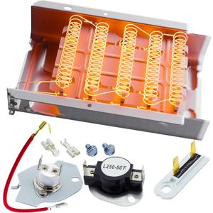 BlueStars 279838 W10724237 Dryer Heating Element Kit - For Whirlpool Kenmore Roper Maytag Amana NED4655EW1 WED4815EW1 MEDC215EW1 RED4640YQ0 RED4440VQ1 REX4634KQ1 RED4440SQ0 Dryers 3398064 3403585