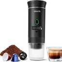 3 In 1 Portable Coffee Maker for Travel, 20 Bar Portable Espresso Machine with USB,Travel Coffee Maker Self-Heating, Compatible with Ground Coffee & Capsule for Hiking,Office,RVBlack