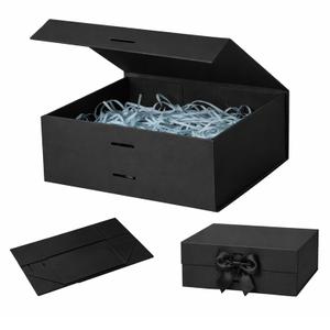 BIBIBLISSBABY Large Black Magnetic Gift Box with Lid,12.9x9.9x4.8 Premium Rigid Gift Box for Baby Announcement, Wedding, Holiday & Surprise Gifts, Reusable Heavy Duty Gift Box