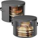 Ofiray-home 2 Pack Large Clear Hat Storage Boxes, Hold up to 7-9 Hats, Hat Organizer for Closet, Durable & Foldable, Hat Box with Carrying Handles for Round Brim, Wide-Brim, Cowboy, Sun Hat (Gray)